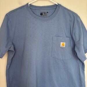 CARHARTT Loose Fit Short Sleeve Tee Boys L (12-14) Light Blue Workwear Casual